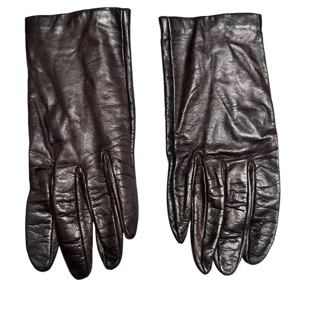 Vintage Brown leather gloves lined Size 7.5 plus green driving gloves
